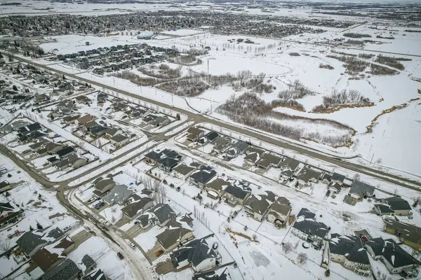 Drone Image Showcasing Town Martensville Saskatchewan Known Its Suburban Charm — Stock Photo, Image