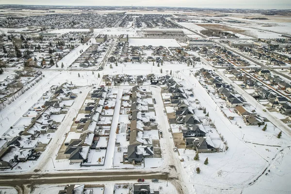 Imagem Drone Capturando Pitoresco Bairro Warman Durante Temporada Inverno Com — Fotografia de Stock