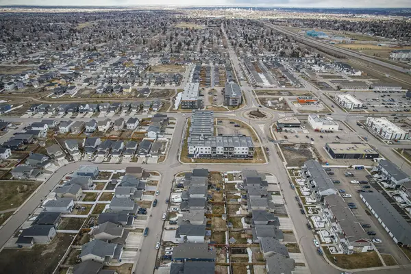 Drone Image Showcasing Vibrant Growing Kensington Area Saskatoon — Stock Photo, Image