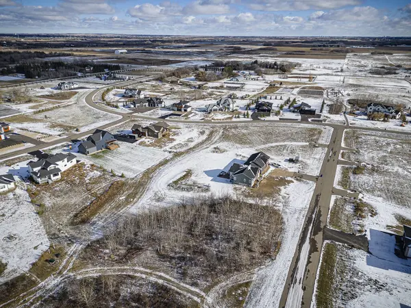 Drone Bild Visar Skönheten Grasswood Estates Saskatoon Saskatchewan Med Sina Royaltyfria Stockbilder