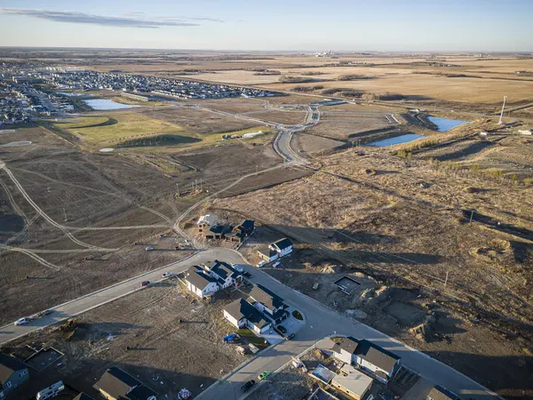 Drone Bild Fånga Den Expanderande Norra Delen Kensington Saskatoon Med Stockbild