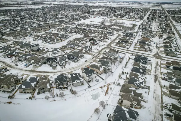 Drone Bild Visar Staden Martensville Saskatchewan Känd För Sin Förorts Stockbild