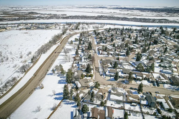 Fotografia Aérea Silverwood Heights Saskatoon Revelando Seu Fascínio Residencial Arredores — Fotografia de Stock