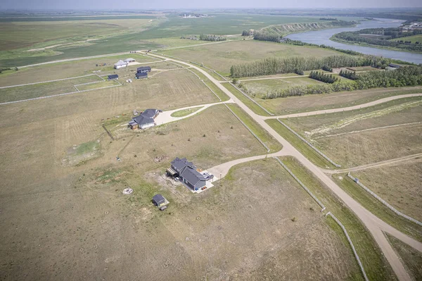 Drone Bild Visar Skönheten Whisper River Estates Saskatoon Saskatchewan Med Royaltyfria Stockfoton