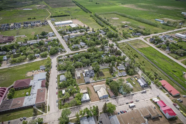 Drone Bild Fånga Staden Dalmeny Saskatchewan Sommarsäsongen Visar Upp Sin Stockbild
