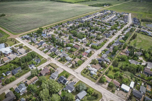 Drone Bild Fånga Staden Dalmeny Saskatchewan Sommarsäsongen Visar Upp Sin Royaltyfria Stockbilder