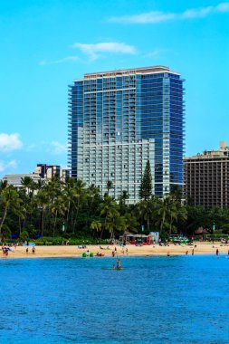 Pasifik Okyanusu üzerinde, Honolulu, Hawaii 'nin ufuk çizgisi