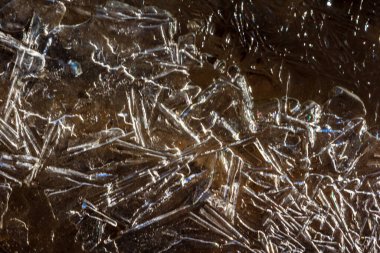 Buz ve karla kaplı donmuş bir manzara. Buz her yere saçılmış ve eriyor. Manzara soğuk ve ıssız, buz ve kar izolasyon ve boşluk hissi yaratıyor.