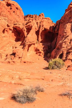 Ateş Vadisi adını dinazorlar çağı boyunca kayan kum tepelerinden oluşan kırmızı kumtaşı oluşumlarından alır. Bölgenin karmaşıklığı ve hataları, ardından geniş çaplı erozyon, mevcut manzarayı oluşturdu.
