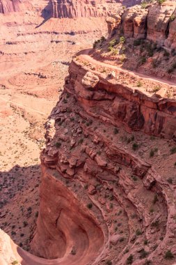 Üzerinde küçük bir ağaç büyüyen kayalık bir uçurum. Uçurum çok dik ve kaya çok pürüzlü.