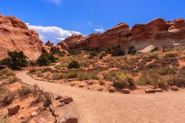 Çölün ortasında toprak bir yol esiyor. Yol kayalar ve ağaçlarla kaplı ve gökyüzü açık ve mavi. Huzurlu ve sakin bir sahne, sadece rüzgarın sesi var.