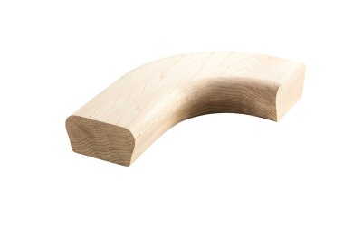 Kavisli kenarlı ahşap bir parça. Küçük bir odun parçası.