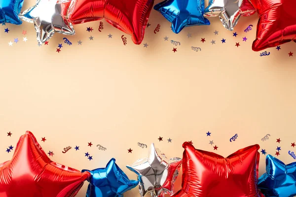 Conceito Decoração Dia Independência Dos Eua Foto Vista Superior Balões — Fotografia de Stock