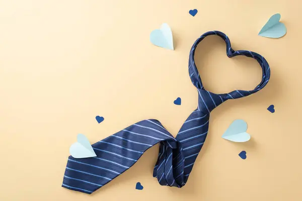 Trendige Vatertagsidee Eine Flache Lageansicht Mit Krawatte Und Herzen Auf — Stockfoto