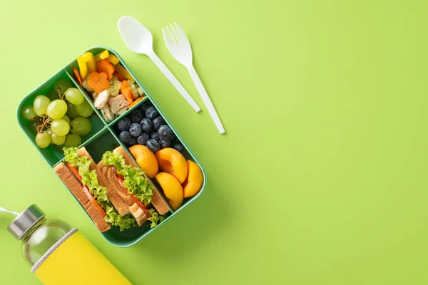 Une Bonne Collation Pour École Vue Dessus Avec Lunchbox Avec — Photo