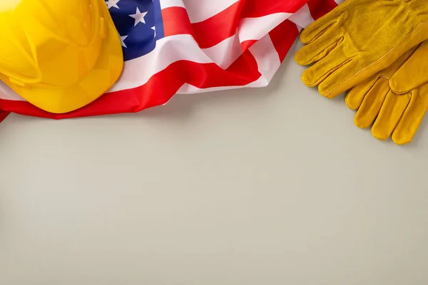 Celebrating Labor Day Construction Workers Appealing Top View Photo Displaying — Stock Photo, Image