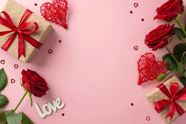 Conmemoración Del Día San Valentín Con Seres Queridos Una Vista —  Fotos de Stock