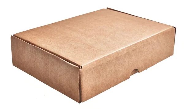 Zole Edilmiş Beyaz Zemin Üzerinde Kahverengi Karton Kutu Materyali — Stok fotoğraf