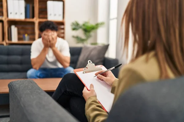 stock image Man and woman having psychology session at psychology center