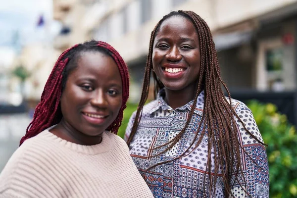 African American Women Friends Smiling Confident Standing Together Street — ストック写真