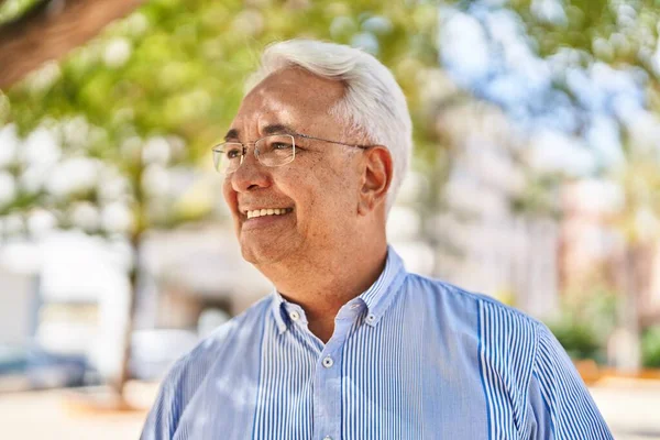 Senior Man Smiling Confident Standing Park — Stockfoto