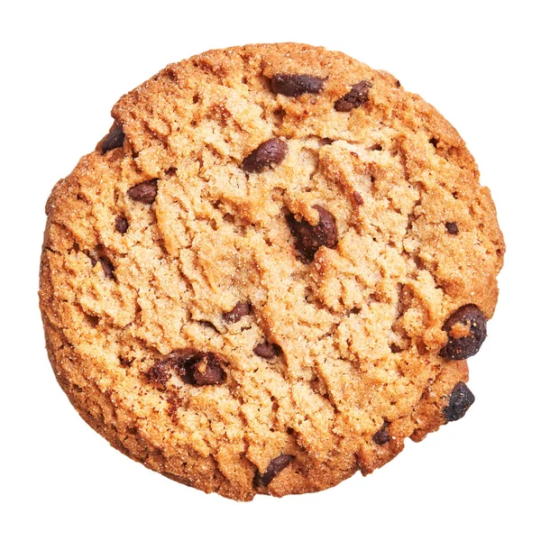 Heerlijke Enkele Chocolade Cookie Geïsoleerde Witte Achtergrond — Stockfoto