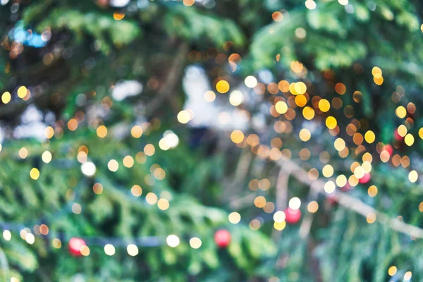 Imagen Luces Borrosas Árbol Navidad Calle — Foto de Stock