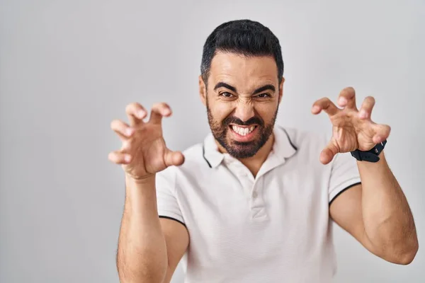 Young Hispanic Man Beard Wearing Casual Clothes White Background Smiling — Stock Photo, Image