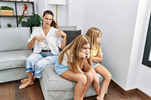 Mother and daughters angry for sisters problem at home