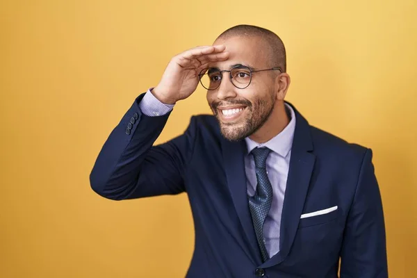 Hispanic Man Beard Wearing Suit Tie Very Happy Smiling Looking — Stock fotografie