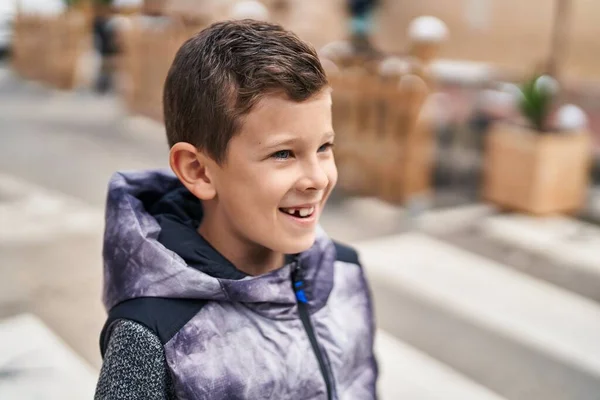 Blond Child Smiling Confident Standing Street — Foto Stock
