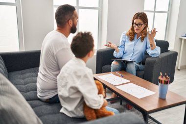 Family having psychology session at psychology center clipart