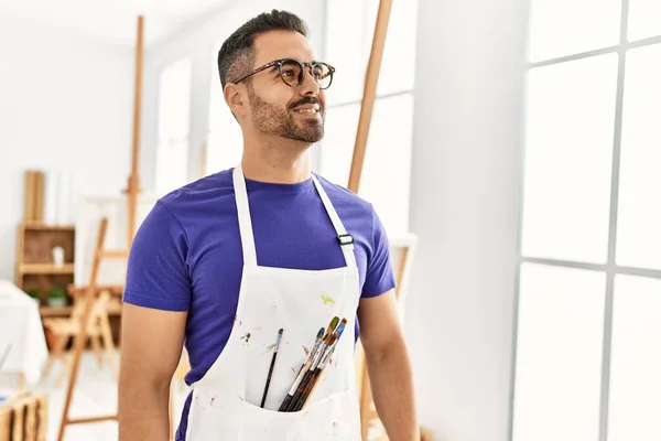 Young Hispanic Man Smiling Confident Standing Art Studio — Stok fotoğraf
