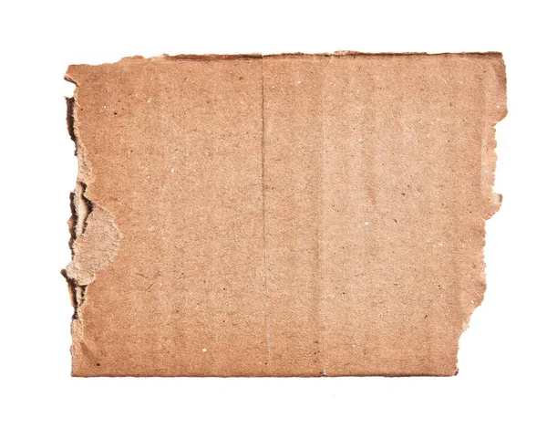 Una Pieza Rasgada Material Cartón Sobre Fondo Blanco Aislado — Foto de Stock