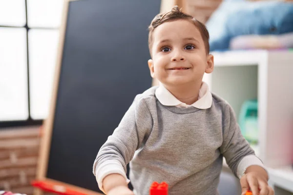 Adorable Hispanic Toddler Smiling Confident Standing Kindergarten — ストック写真
