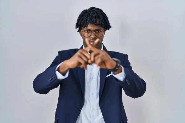 Young African Man Dreadlocks Wearing Business Jacket White Background Rejection — Fotografia de Stock