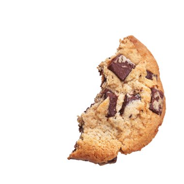  İzole edilmiş beyaz arka planda nefis tek parça çikolatalı kurabiye.