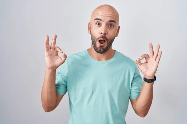 Middle Age Bald Man Standing White Background Looking Surprised Shocked — Stock Photo, Image