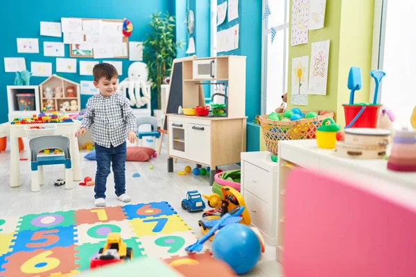 Adorable Hispanic Toddler Smiling Confident Standing Kindergarten — Stock Photo, Image
