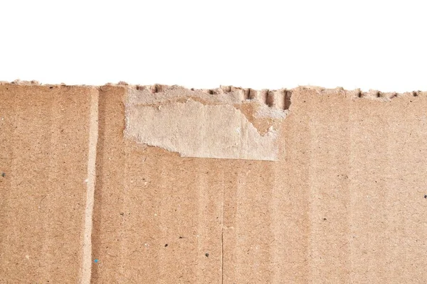 One Ripped Piece Cardboard Material Isolated White Background — Stock Photo, Image