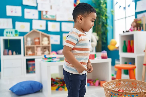 Adorable Hispanic Toddler Smiling Confident Standing Kindergarten — Stock Photo, Image