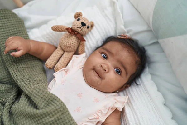 African American Baby Lying Bed Covering Blanket Bedroom — ストック写真