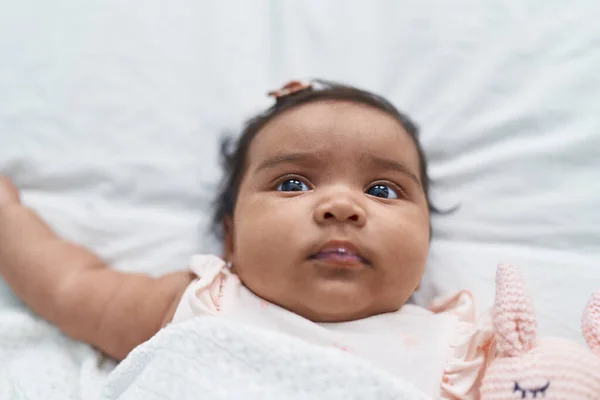 African American Baby Lying Bed Covering Blanket Bedroom — Stock fotografie