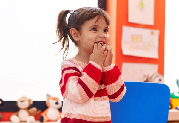 Adorable Hispanic Girl Smiling Confident Standing Kindergarten — Stock Photo, Image