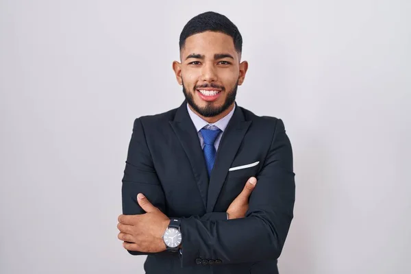 Young Hispanic Man Wearing Business Suit Tie Happy Face Smiling — Stock Photo, Image