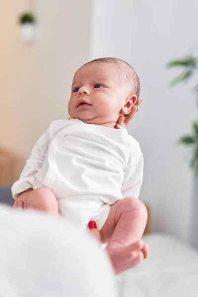 Adorable Caucasian Baby Mother Hands Home — Stock fotografie