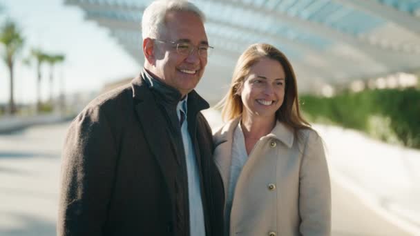 Middle Age Couple Couple Smiling Confident Standing Together Park — Vídeos de Stock