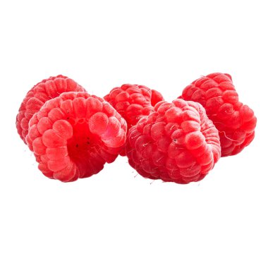  İzole edilmiş beyaz arka planda nefis ahududu grubu