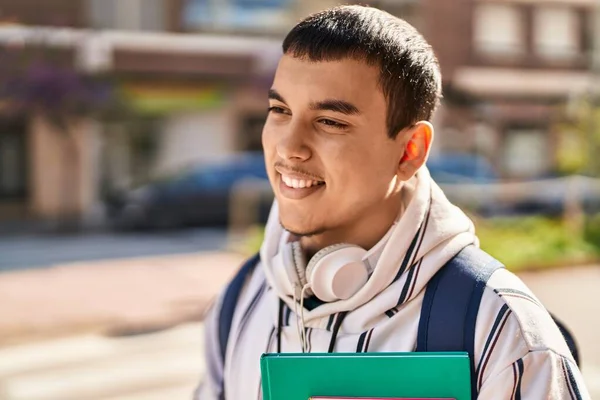 Young Man Student Smiling Confident Holding Books Street — Stock Fotó