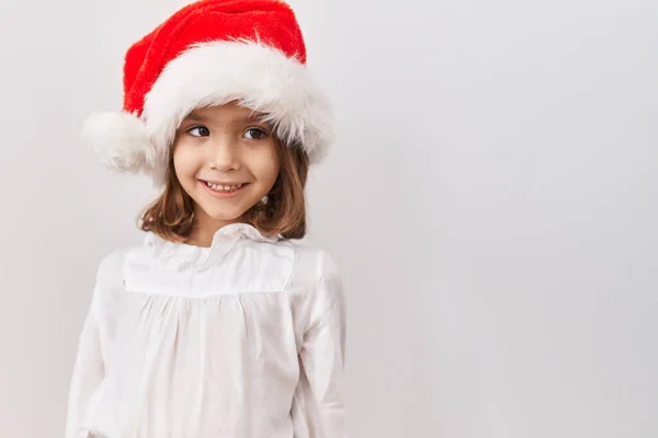 Μικρό Ισπανόφωνο Κορίτσι Που Φοράει Χριστουγεννιάτικο Καπέλο Ένα Χαρούμενο Και — Φωτογραφία Αρχείου